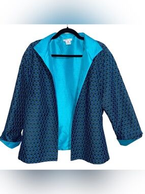 Grace Chuang Jacket Womens XL Peacock Print Reversible New York Artsy Lagenlook